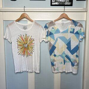 J. Crew Pencil & Geometric Shapes T-Shirt Bundle x2 Sz. Medium